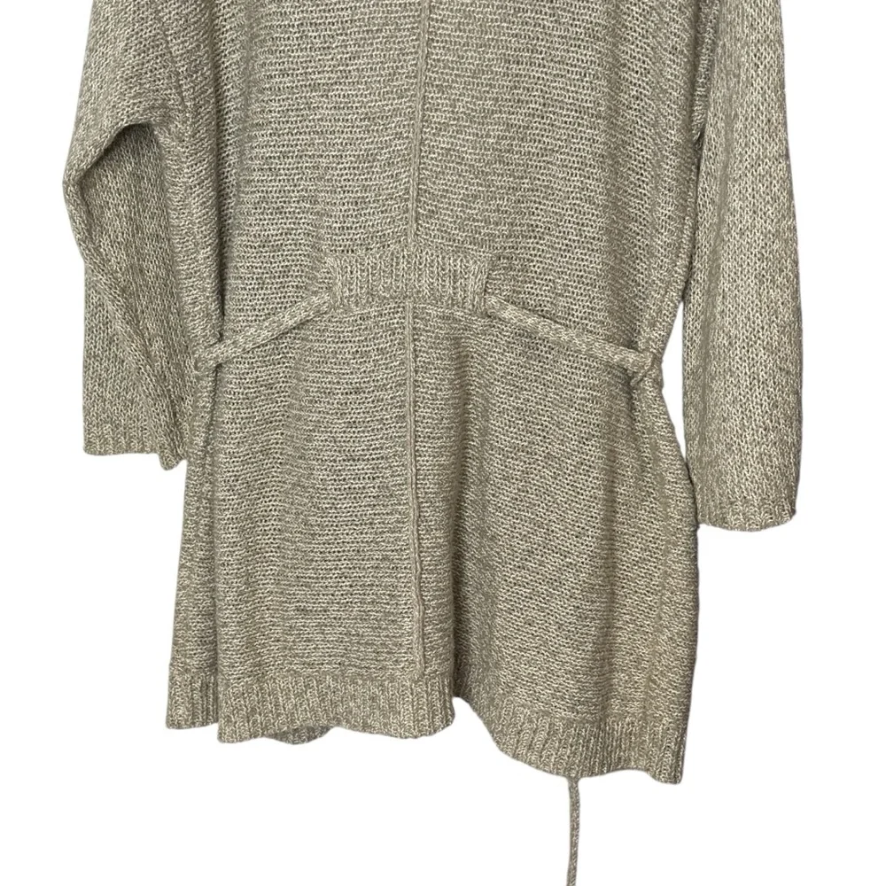 J. Jill Open Knit Tie Waist Long Cardigan Size XL Tan Beach Drapey Lagenlook